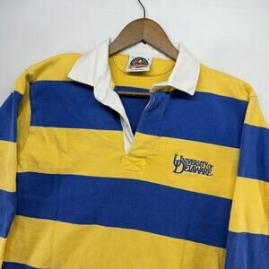 Vintage Delaware University Rugby Shirt men's Small Blue Yellow Embroidered 90s